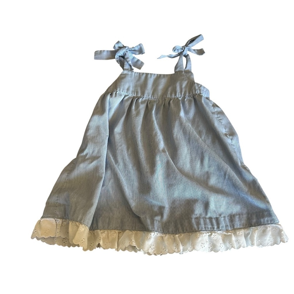 Charming Blue Kids Dress with Lace Trim